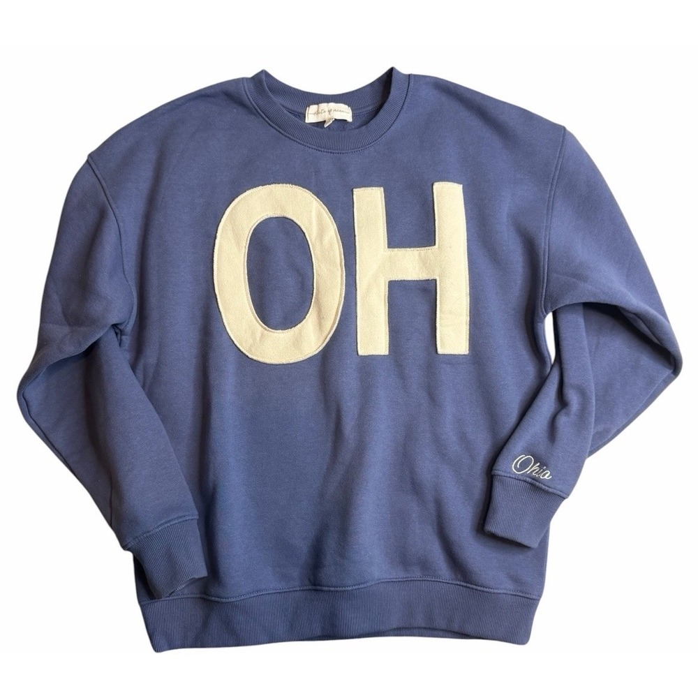 State of Mine Ohio OH Applique Crewneck Sweatshirt Women's XS Blue Pullover